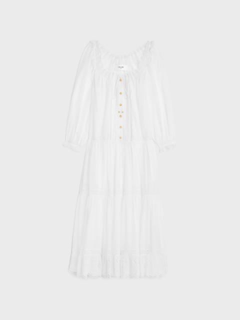 embroidered folk dress in cotton muslin