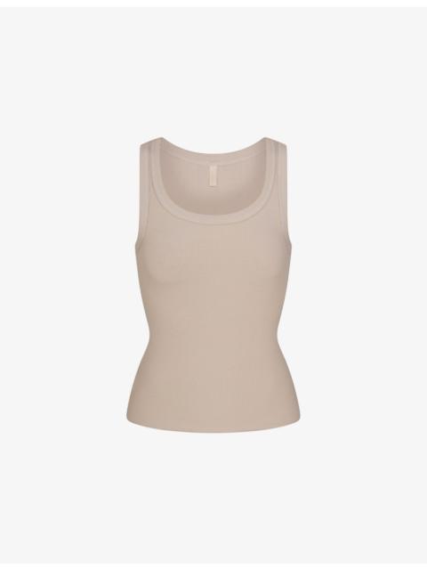 SKIMS Scoop-Neck Ribbed Stretch-Cotton Tank Top