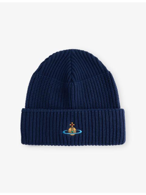 Vivienne Westwood Sporty Brand-Embroidered Wool Beanie Hat