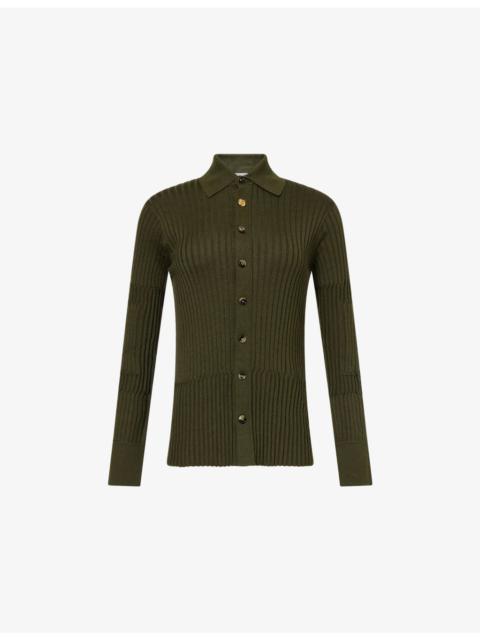 Bottega Veneta Collared Button-Through Cashmere and Silk-Blend Top