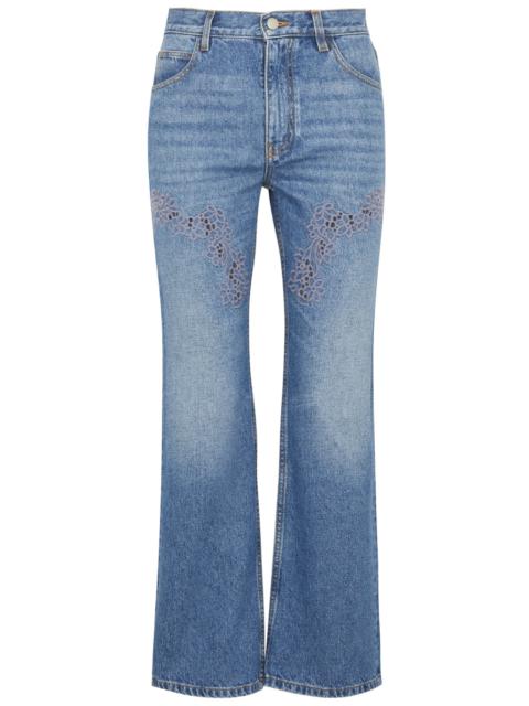 Chloé Cut-out embroidered bootcut jeans