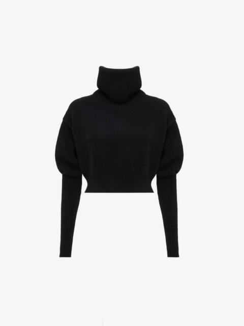 Women's Funnel Neck Knit Jumper in Black