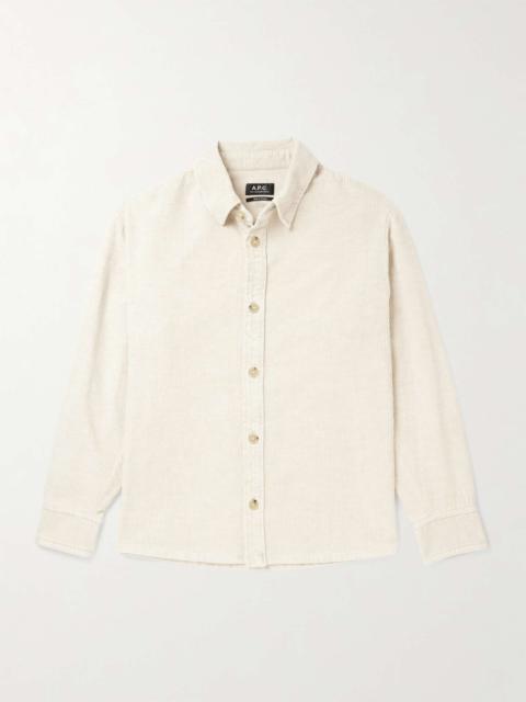 A.P.C. Logo-Embroidered Cotton and Linen-Blend Corduroy Overshirt