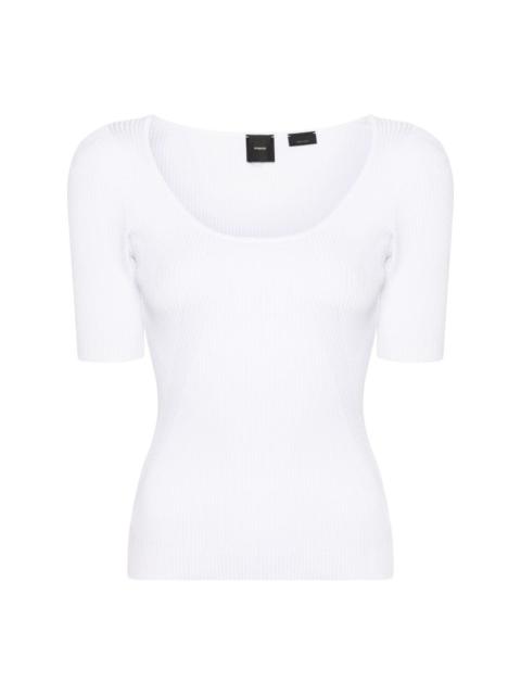 embroidered-logo U-neck T-shirt