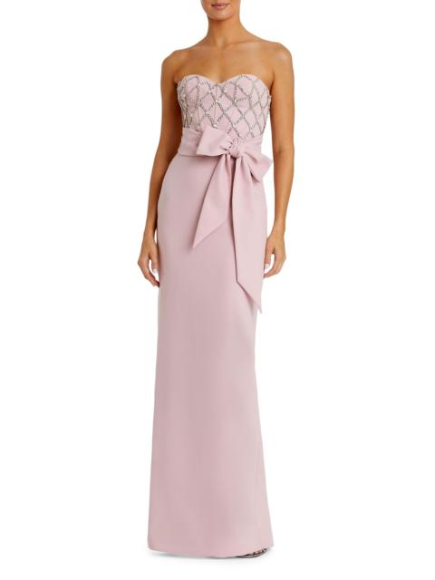 MAC DUGGAL Women's Crystal-Embellished Crêpe Strapless Bustier Gown - Rose