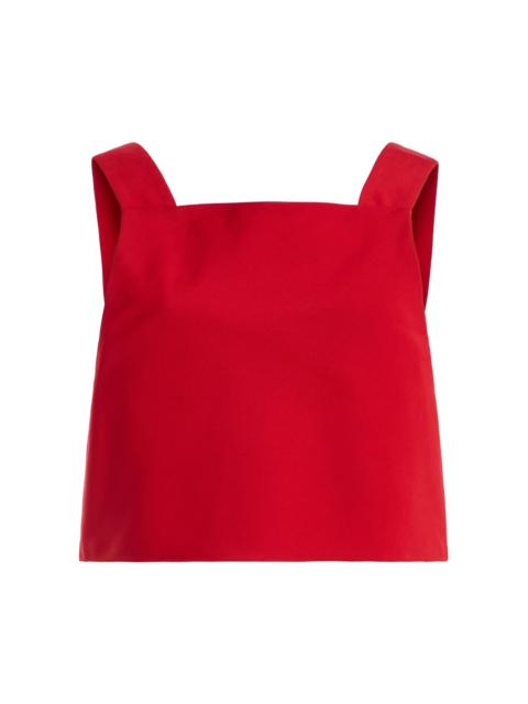 ROSIE ASSOULIN Cotton Grosgrain Crop Top red