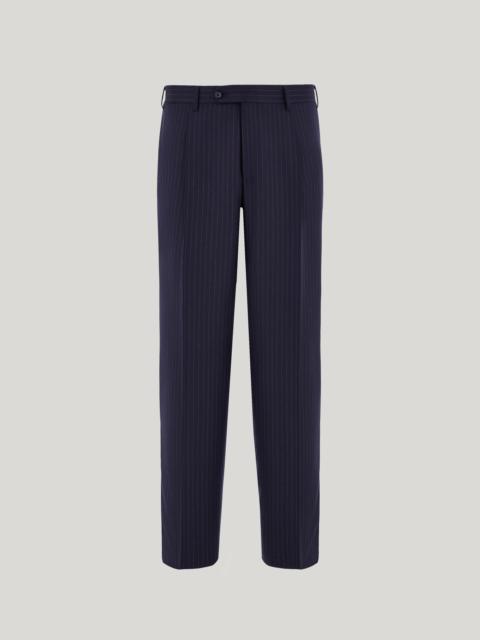 Canali NAVY BLUE PINSTRIPE WOOL REGULAR-FIT PANTS