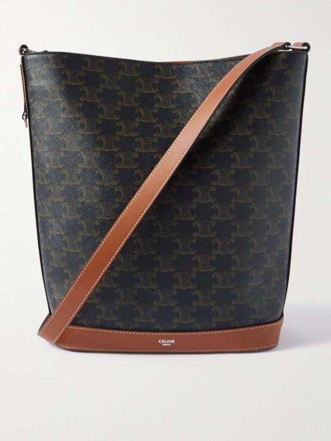 CELINE Triomphe Leather-Trimmed Logo-Print Coated-Canvas Tote Bag