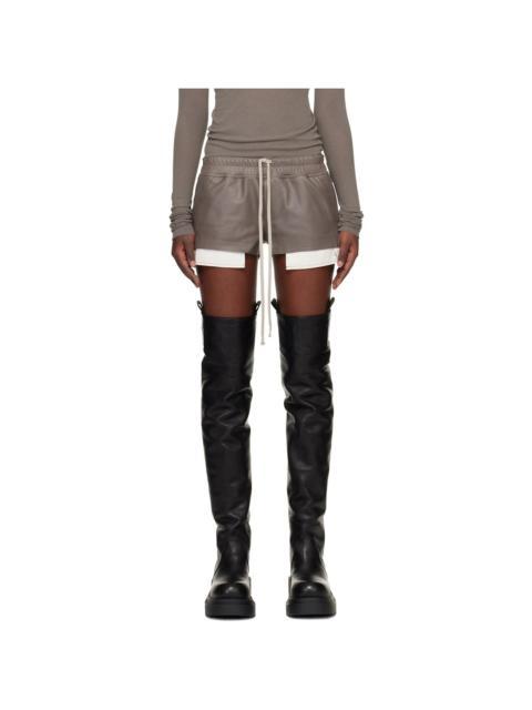 Rick Owens Gray Temple Fog Leather Shorts
