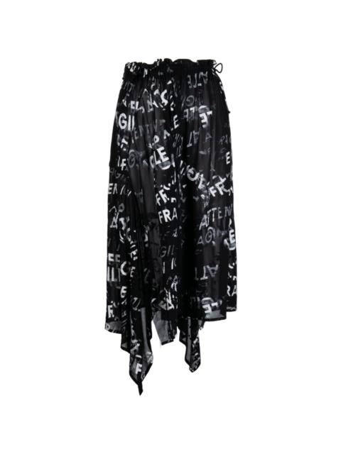 Y's graphic-print drawstring midi skirt