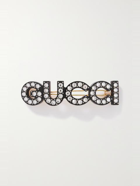 GUCCI Small crystal-embellished resin and gold-tone hair clip