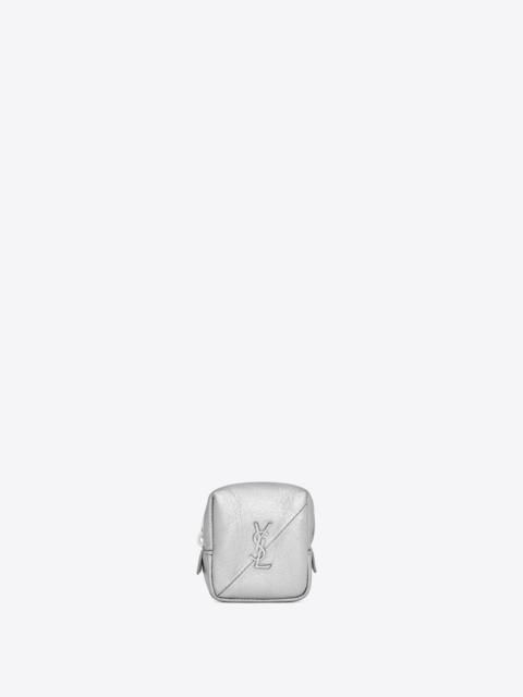 SAINT LAURENT jamie cube charm in crinkled lamé leather