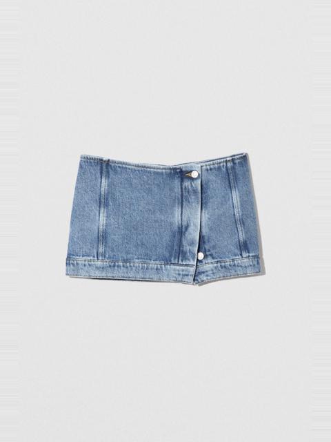 BY FAR D DENIM MINI SKIRT STONE WASH DENIM