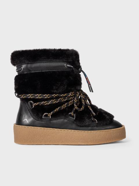 Paul Smith Black Leather 'Hallie' Snow Boots