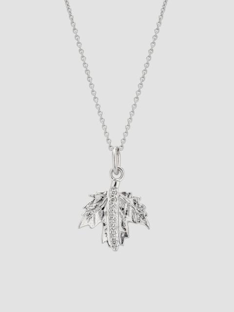 ROBERTO COIN Women's Tiny Treasures 18K White Gold & 0.05 TCW Diamond Maple Leaf Pendant Necklace - White Gold
