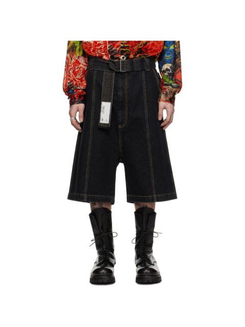 LU'U DAN Black Utility Denim Shorts