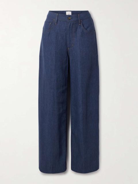+ Argent Ayla Baggy linen wide-leg pants Blue