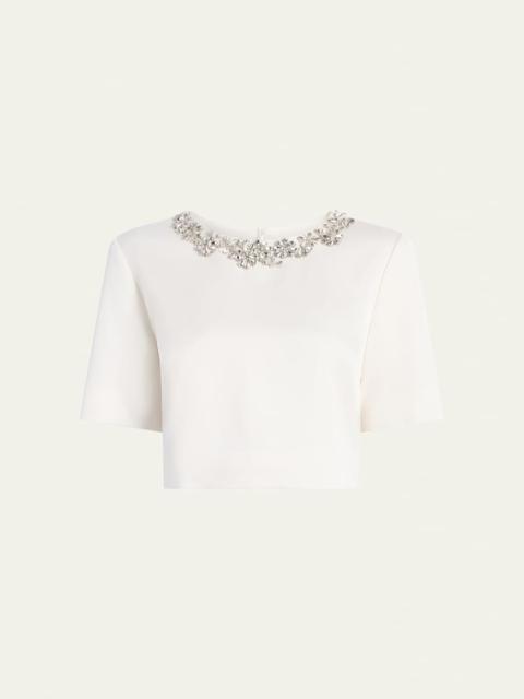 Cinq à Sept Adona Tumbling Flowers Crepe Crop Top