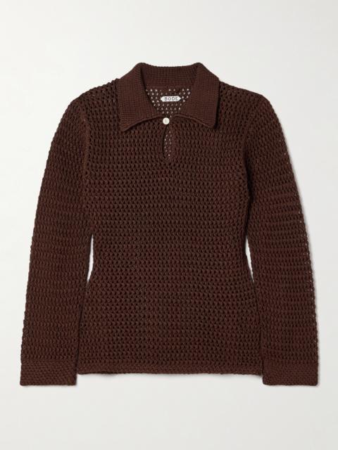 BODE Willows Crocheted Cotton Polo Shirt