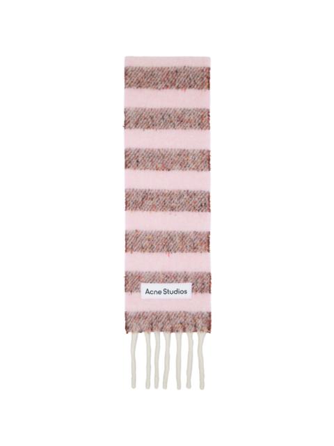 Acne Studios Pink Fringed Wool Skinny Scarf