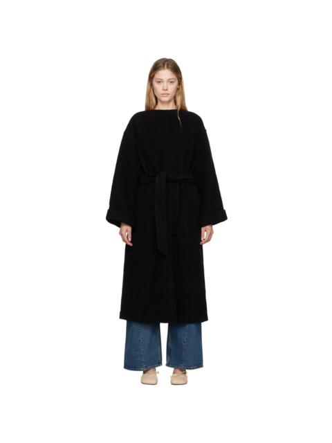MM6 Maison Margiela Black Belted Wool Maxi Dress