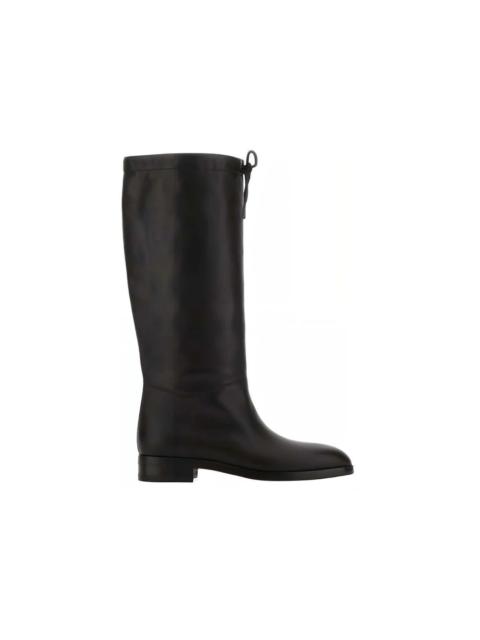 GUCCI Gucci Drawstring Knee High Boots Black Beige (Women's)
