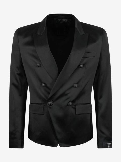 Black Double-Breasted Silk Blazer