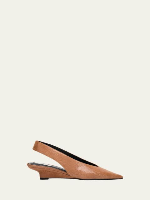 TOTEME Lizard-Embossed Leather Slingback Wedge Pumps
