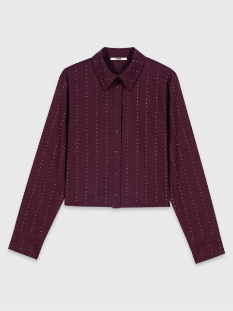 maje Cropped rhinestone cotton shirt
