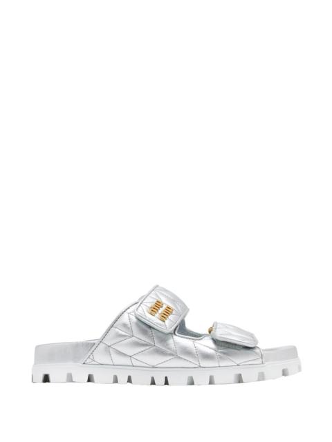 Miu Miu METALLIC MATELLASSÈ NAPPA LEATHE SLIDES