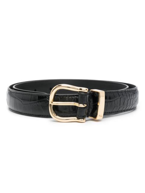 NILI LOTAN Nili Lotan Crocodile-effect Patent-leather Belt