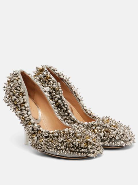 Dries Van Noten Embellished leather-trimmed pumps