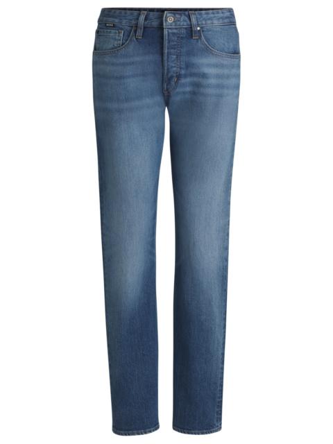 BOSS STRAIGHT-FIT JEANS IN FADED-BLUE COMFORT-STRETCH DENIM