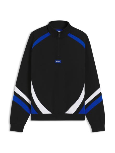 HUGO STRETCH-COTTON SWEATSHIRT WITH COLOURFUL PANELLING