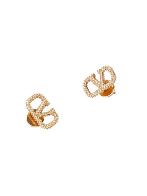 Valentino Women's Vlogo Signature Stud Earrings in Metal and Swarovski Crystals - Gold Crystal Silver