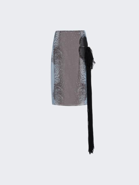 FERRAGAMO Skirt With Flower Detail Washed Denim And Espresso