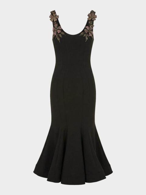 MAC DUGGAL Sleeveless Floral-Applique Trumpet Cocktail Dress