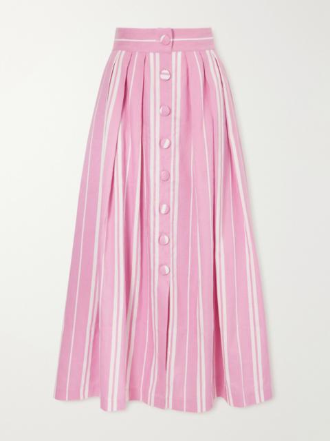 DESTREE Irving Striped Cotton, Tencel And Linen-blend Midi Skirt