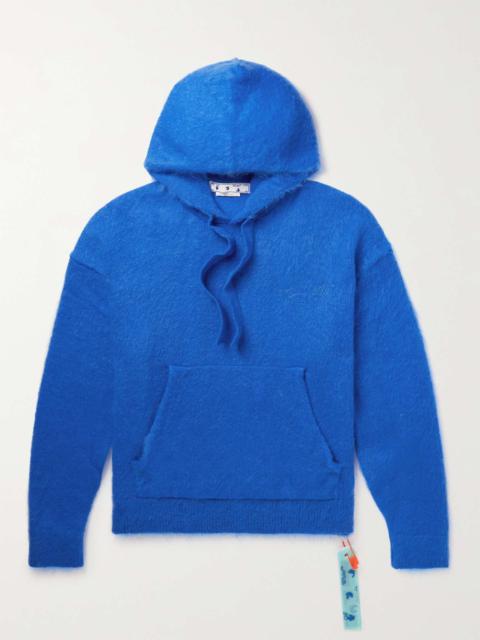 Logo-Embroidered Brushed Mohair-Blend Hoodie