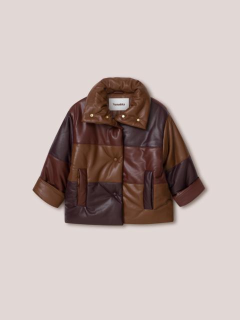 Nanushka HIDE - Vegan leather puffer jacket - Dark brown patch