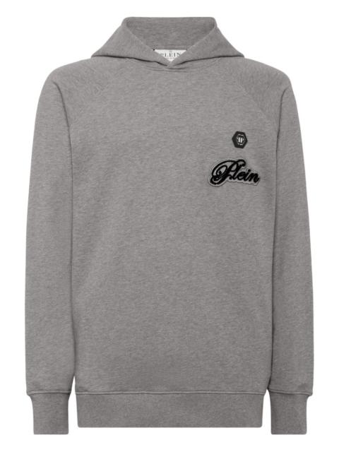 PHILIPP PLEIN logo-patch hoodie