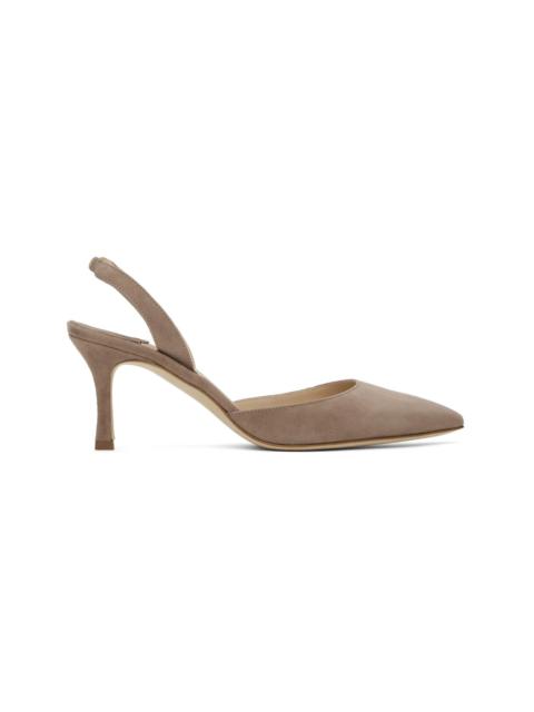 Manolo Blahnik Taupe Carolyne Heels