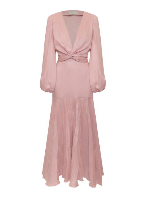 ANDRES OTALORA Un Lugar Pleated Linen Maxi Dress light pink