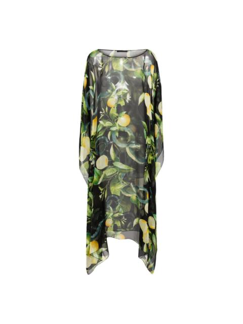 lemon-print silk beach dress
