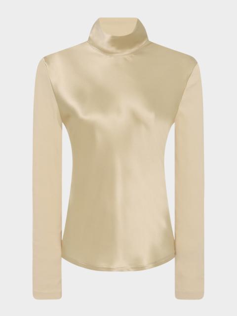 ROSETTA GETTY Mixed-Media Turtleneck Top