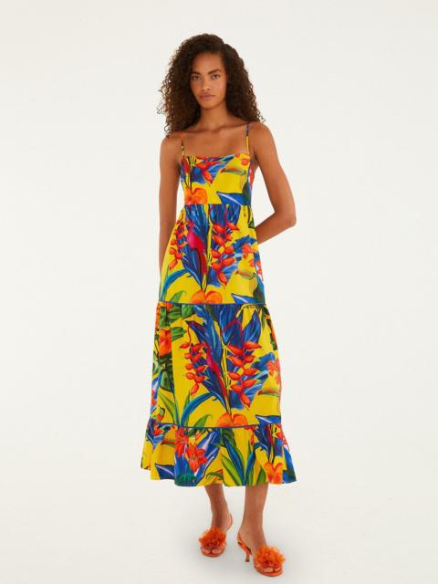 FARM RIO Bright Nature Yellow Maxi Dress