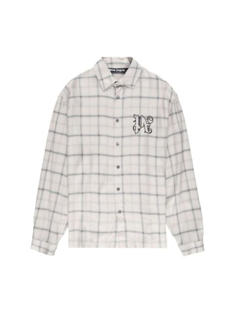 logo-embroidered plaid cotton shirt