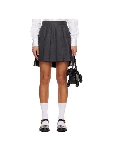 Thom Browne Gray Twill Pleated Miniskirt