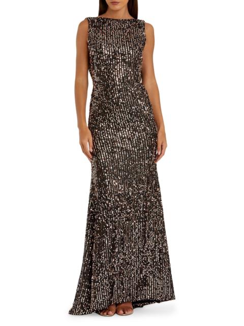 MAC DUGGAL Women's Ieena 1 Sequined Cowlback Gown - Bronze