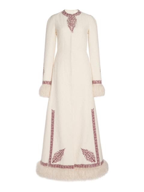 GIAMBATTISTA VALLI Shearling-Trimmed Bouclé Coat ivory